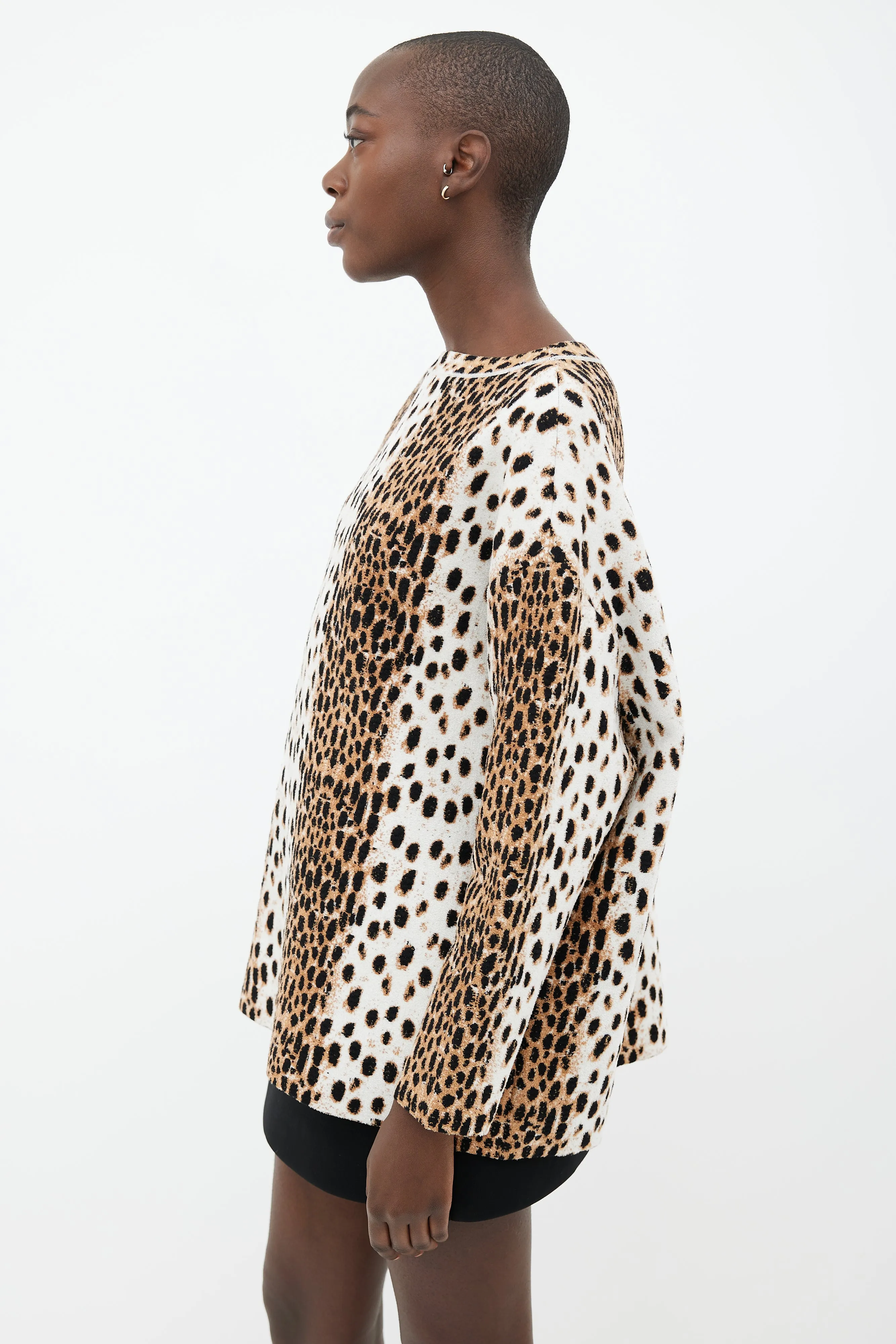 Brown & White Graphic Print Sweater