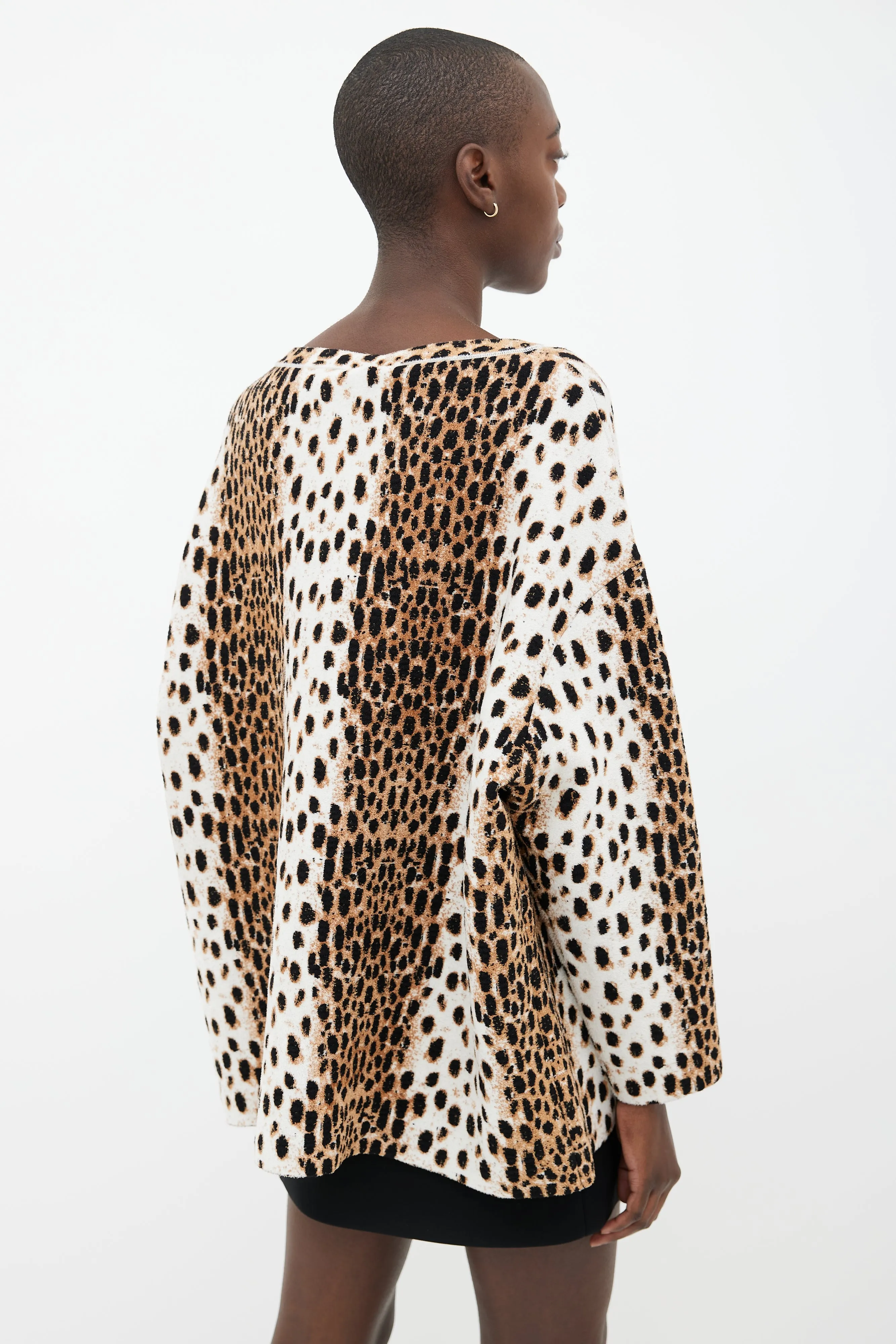 Brown & White Graphic Print Sweater