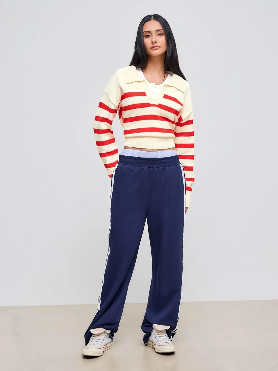 CIDER Womens Polo Sweater Striped Collared Lightweight Long Sleeve V Neck Pullover Fall Sweater Tops 2024