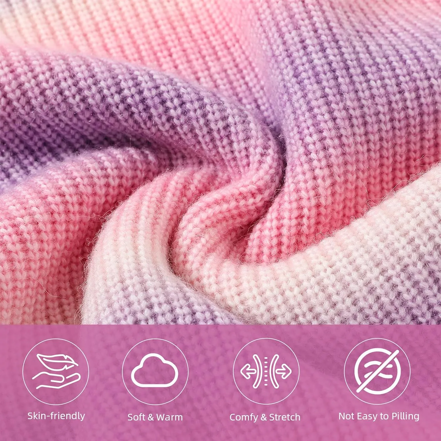 Girls Striped Sweater Dress Pullover Crewneck Gradient Cable Knit Sweaters for Girls Dresses