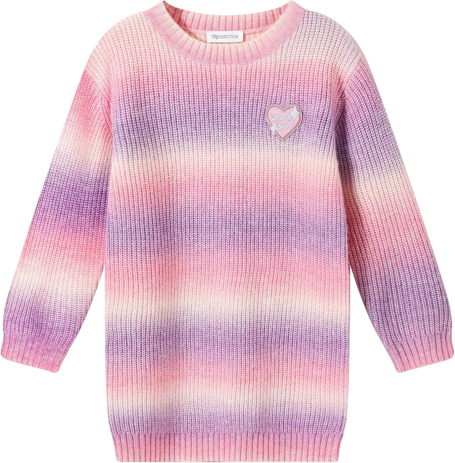 Girls Striped Sweater Dress Pullover Crewneck Gradient Cable Knit Sweaters for Girls Dresses