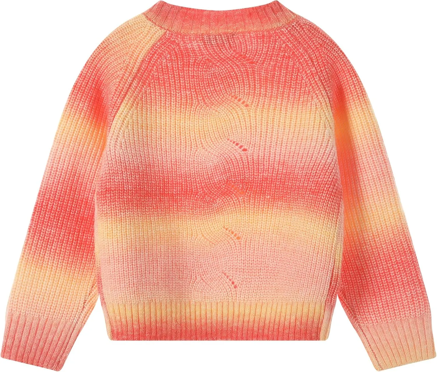 Girls Striped Sweaters Gradient Long Sleeve Cable Knit Sweater Chunky Pullover Jumper Fall Winter