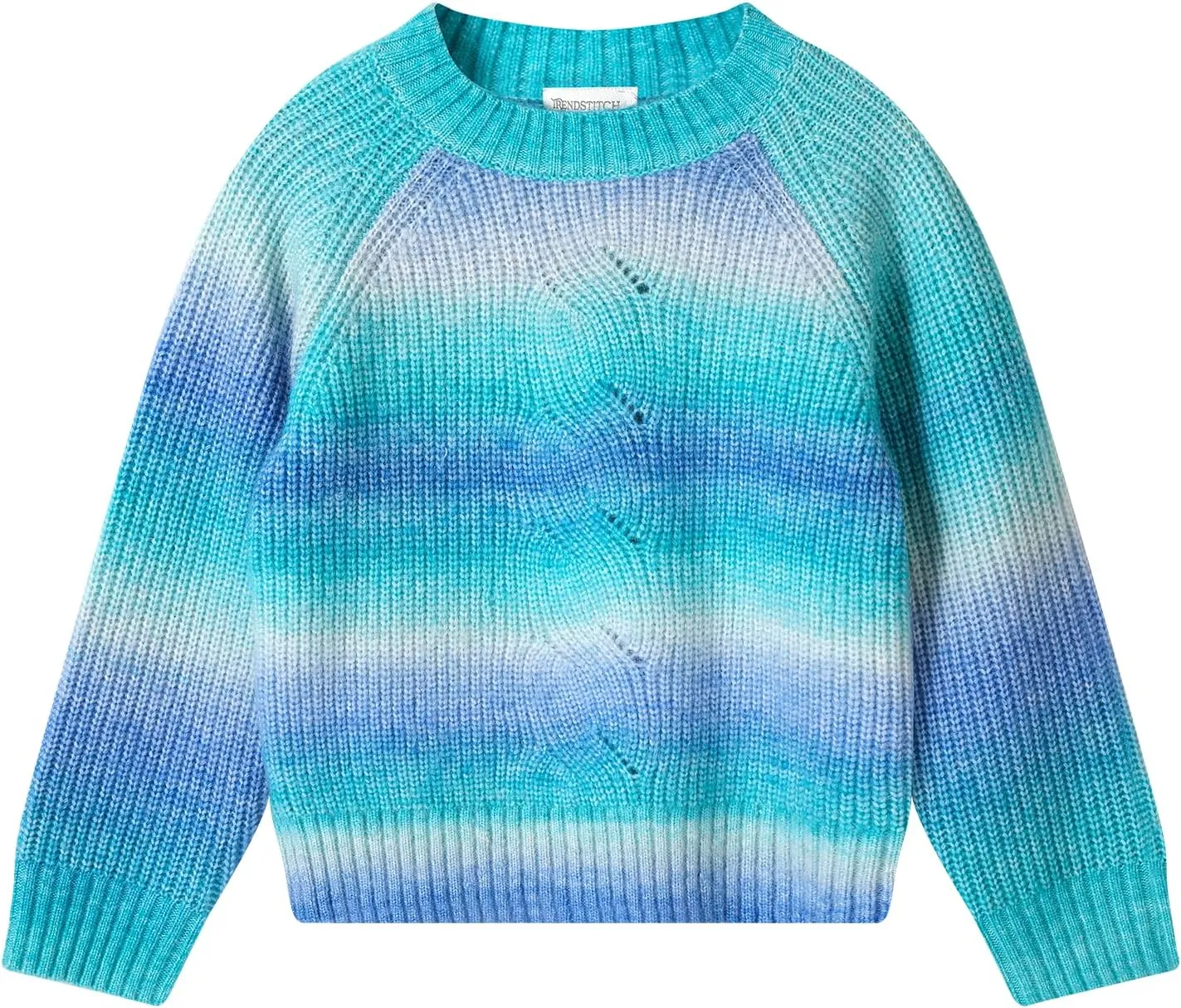 Girls Striped Sweaters Gradient Long Sleeve Cable Knit Sweater Chunky Pullover Jumper Fall Winter