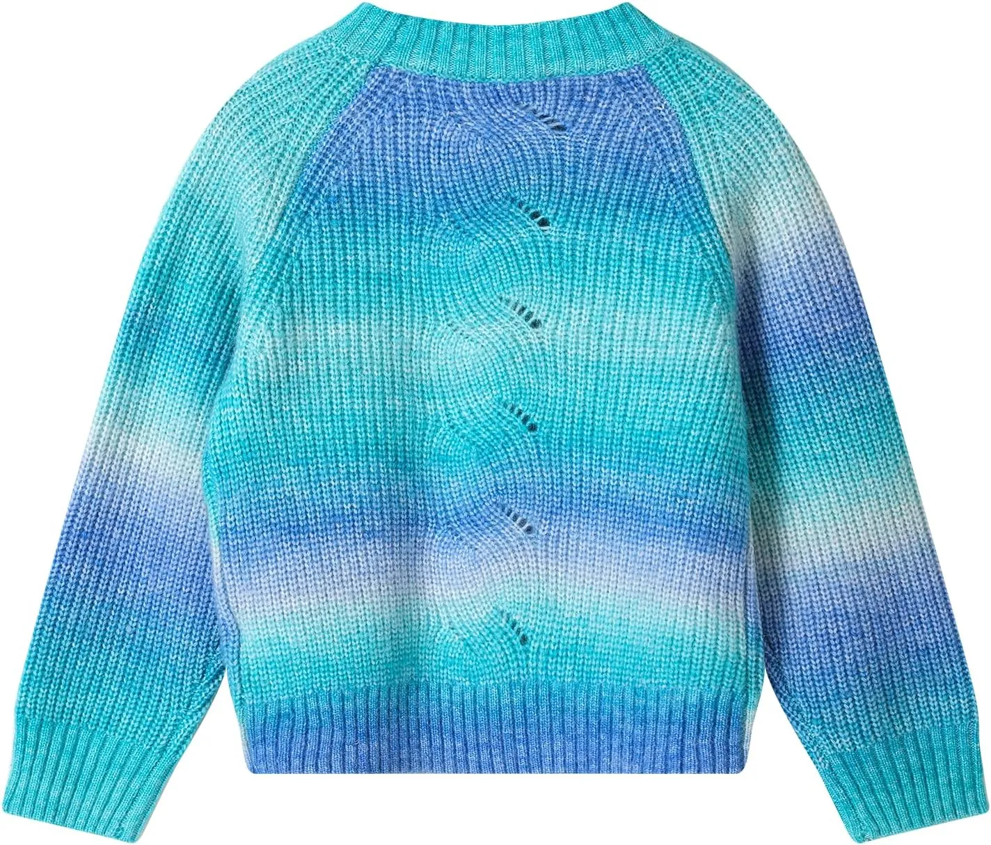 Girls Striped Sweaters Gradient Long Sleeve Cable Knit Sweater Chunky Pullover Jumper Fall Winter