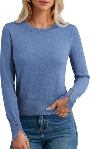 GRACE KARIN Womens Fall Sweaters 2025 Wool Blend Long Sleeve Crew Neck Knit Tops Pullover Work Casual Shirt Trendy Outfits