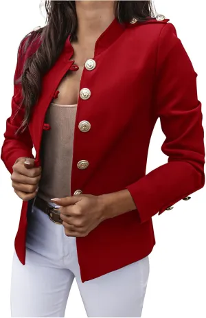 JEGULV Blazer Jackets for Womens Mock Neck Button Jacket Open Front Cardigan Blouse Tops Business Casual Suit Coats