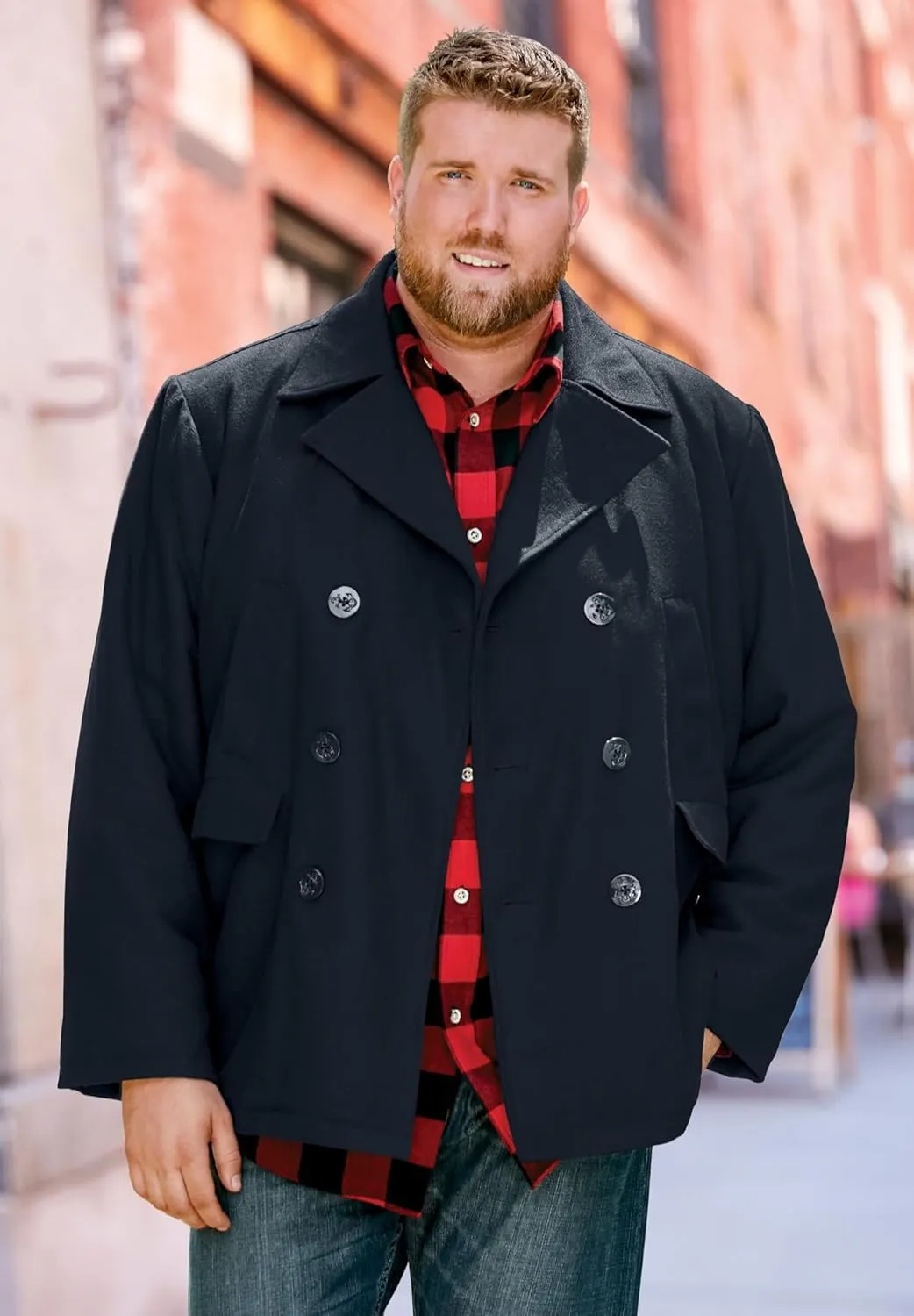 Liberty Blues by KingSize Men's Big & Tall Double-Breasted Wool Peacoat