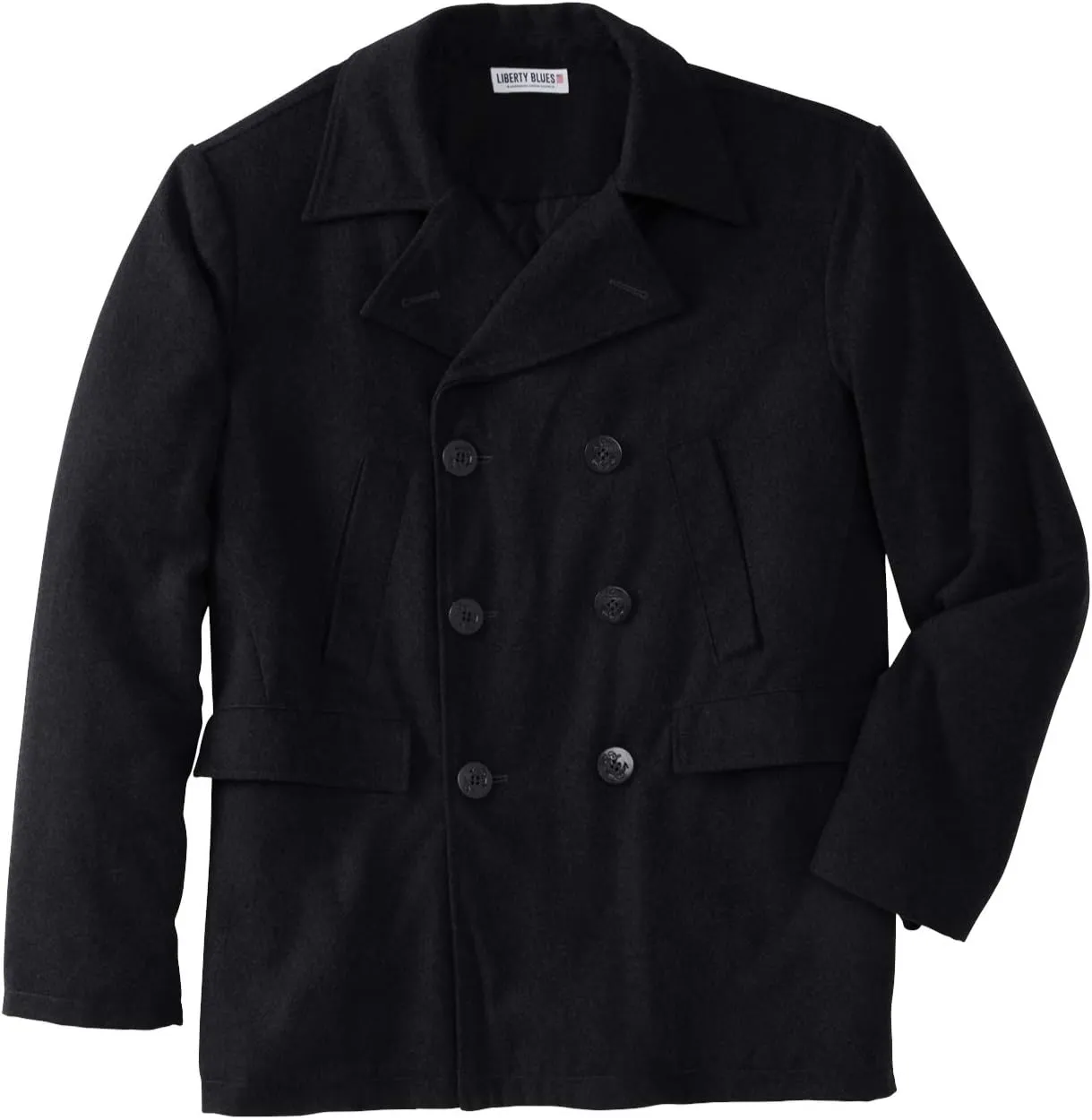 Liberty Blues by KingSize Men's Big & Tall Double-Breasted Wool Peacoat