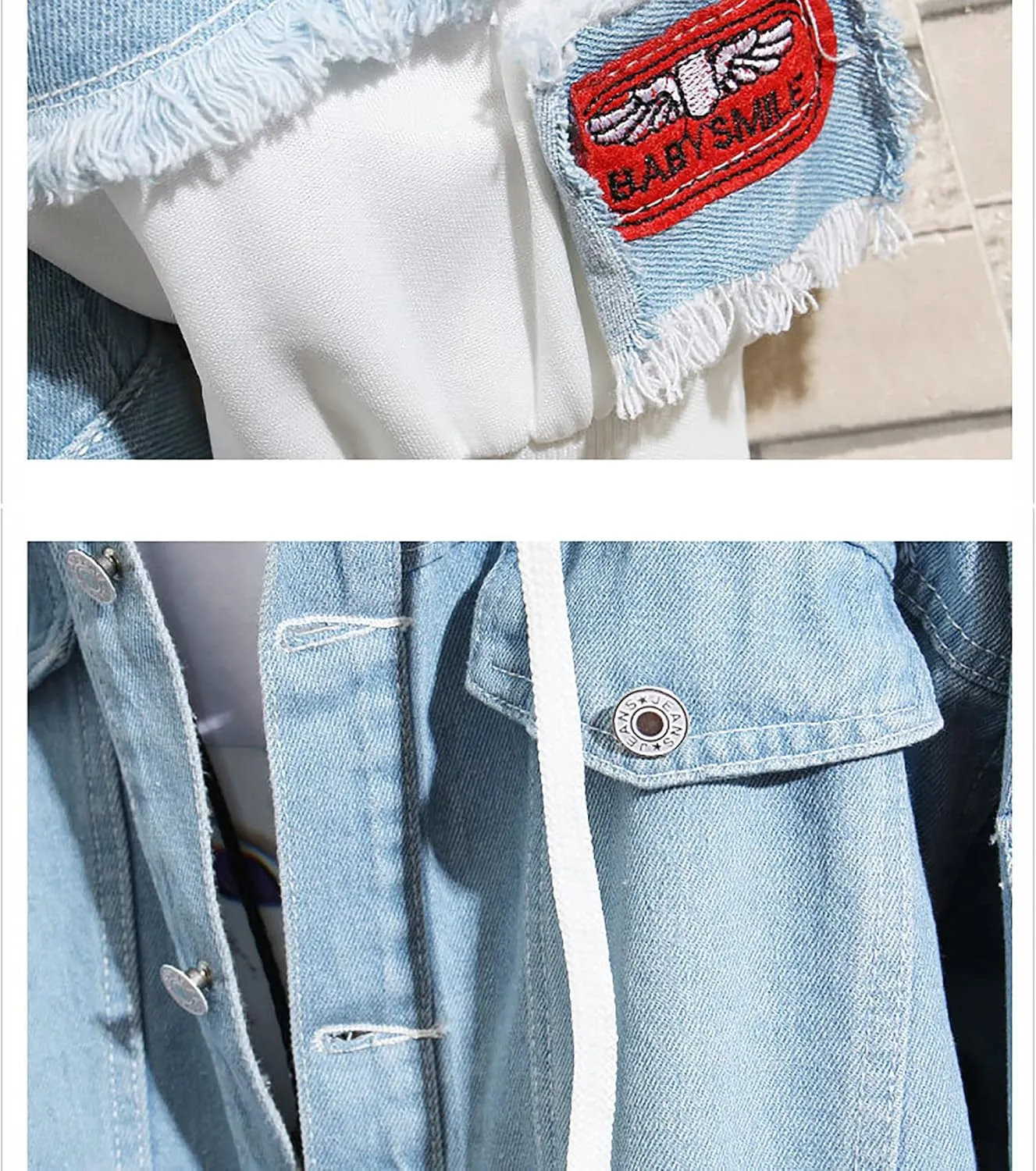 Lpstop Red Rose Flower Print Denim Jacket Graphic Hoodie Y2K Lightweight Jacket for Teen Adult