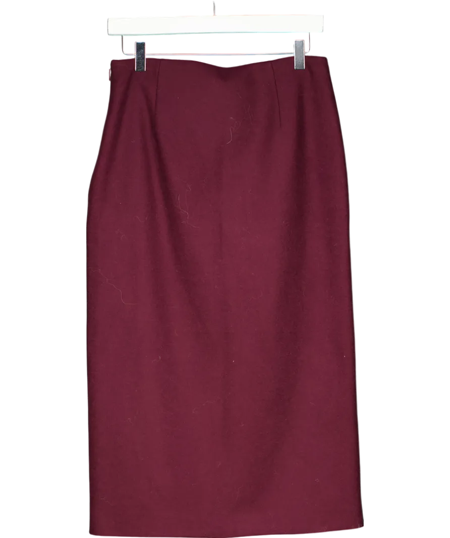 MANGO Red Wool Blend Pencil Skirt UK S