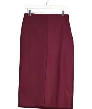 MANGO Red Wool Blend Pencil Skirt UK S