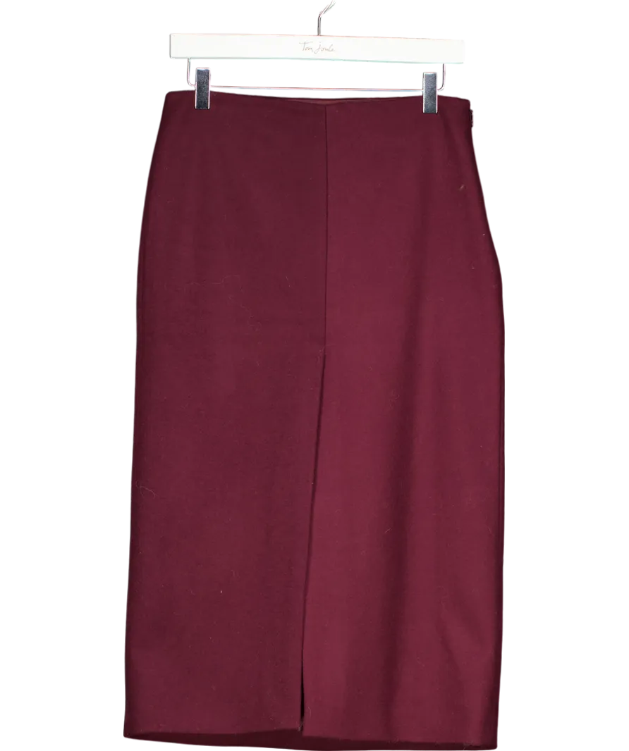 MANGO Red Wool Blend Pencil Skirt UK S