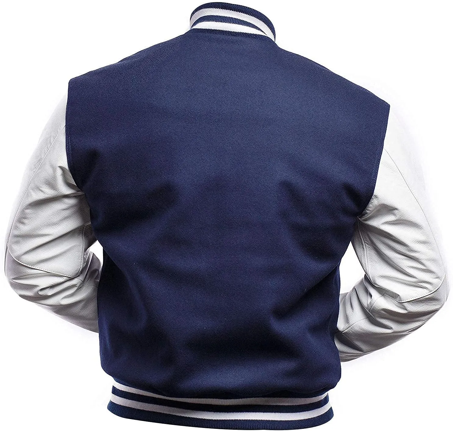 Mens Black Leather Letterman Varsity Collage Baseball Jacket - High School Jacket