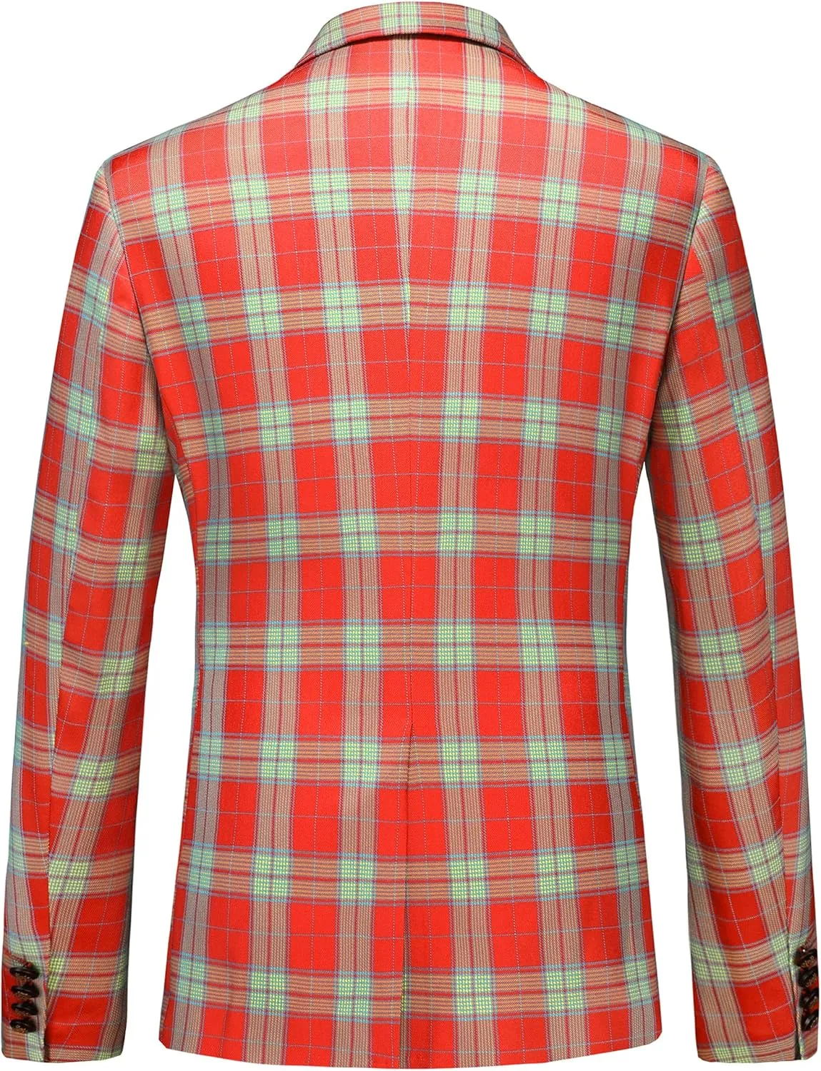 Mens Blazer Plaid Sport Coats One Button Casual Slim Fit Checked Jacket
