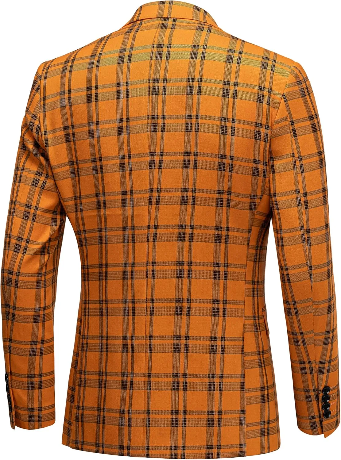 Mens Blazer Plaid Sport Coats One Button Casual Slim Fit Checked Jacket
