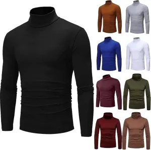 Men's Knitted Pullover Sweater Casual Turtleneck Slim Fit Basic Tops Long Sleeve Soft Plain Sweaters Winter Clothes