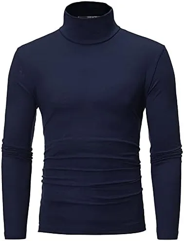 Men's Knitted Pullover Sweater Casual Turtleneck Slim Fit Basic Tops Long Sleeve Soft Plain Sweaters Winter Clothes
