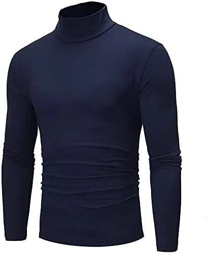 Men's Knitted Pullover Sweater Casual Turtleneck Slim Fit Basic Tops Long Sleeve Soft Plain Sweaters Winter Clothes