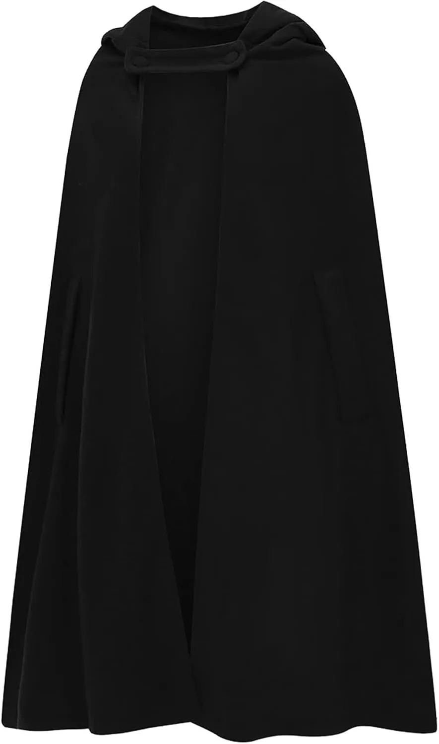 NATHGAM Women's Wool Blend Hooded Capes Baggy Fall Winter Windproof Cloaks Plus Size Cute Thicken Warm Maxi Cardigan Coats