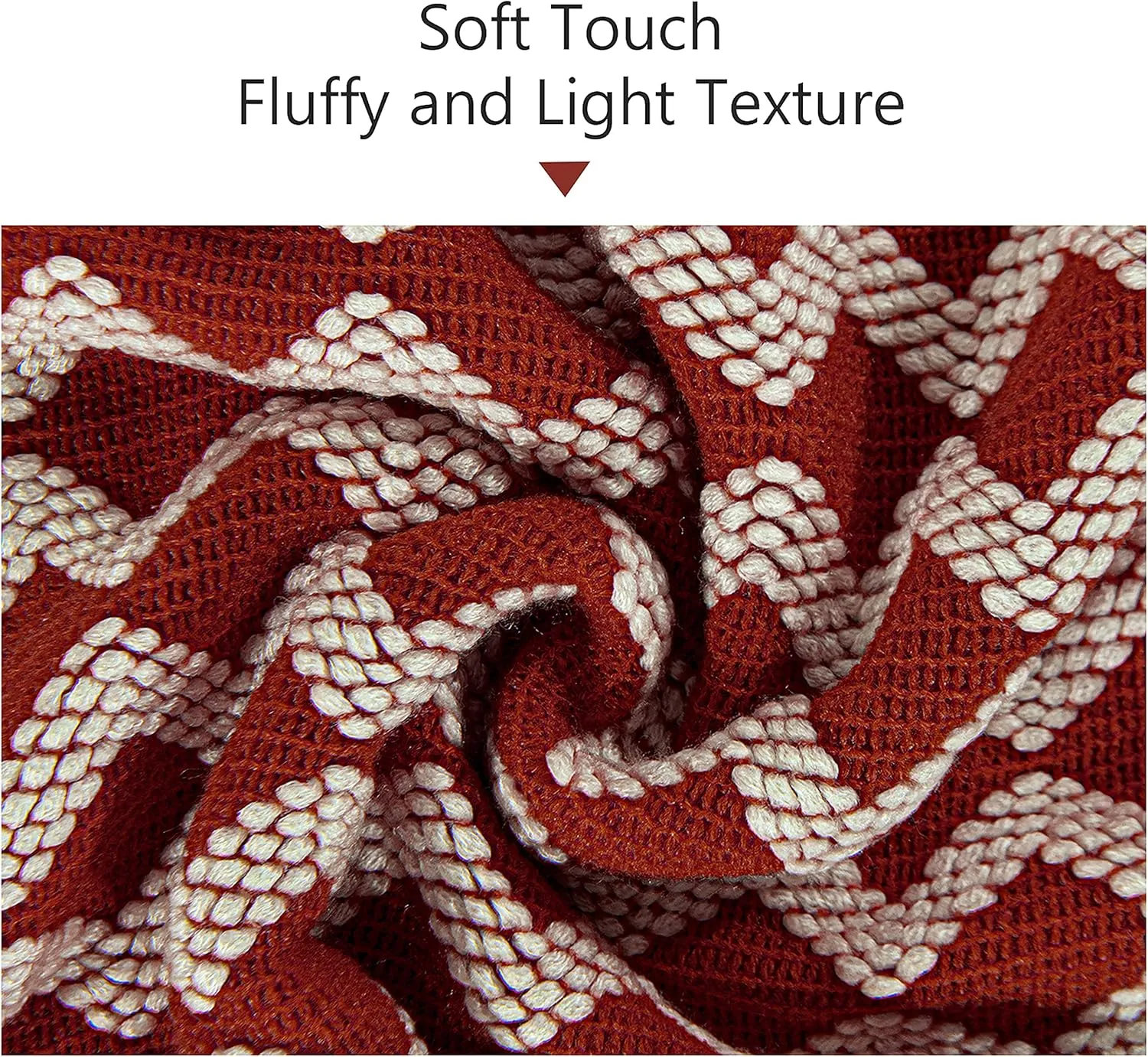 NTBAY Acrylic Knitted Throw Blanket, Lightweight and Soft Cozy Decorative Woven Blanket with Tassels for Travel, Couch, Bed, Sofa, 51x67 Inches, Red and White Striped