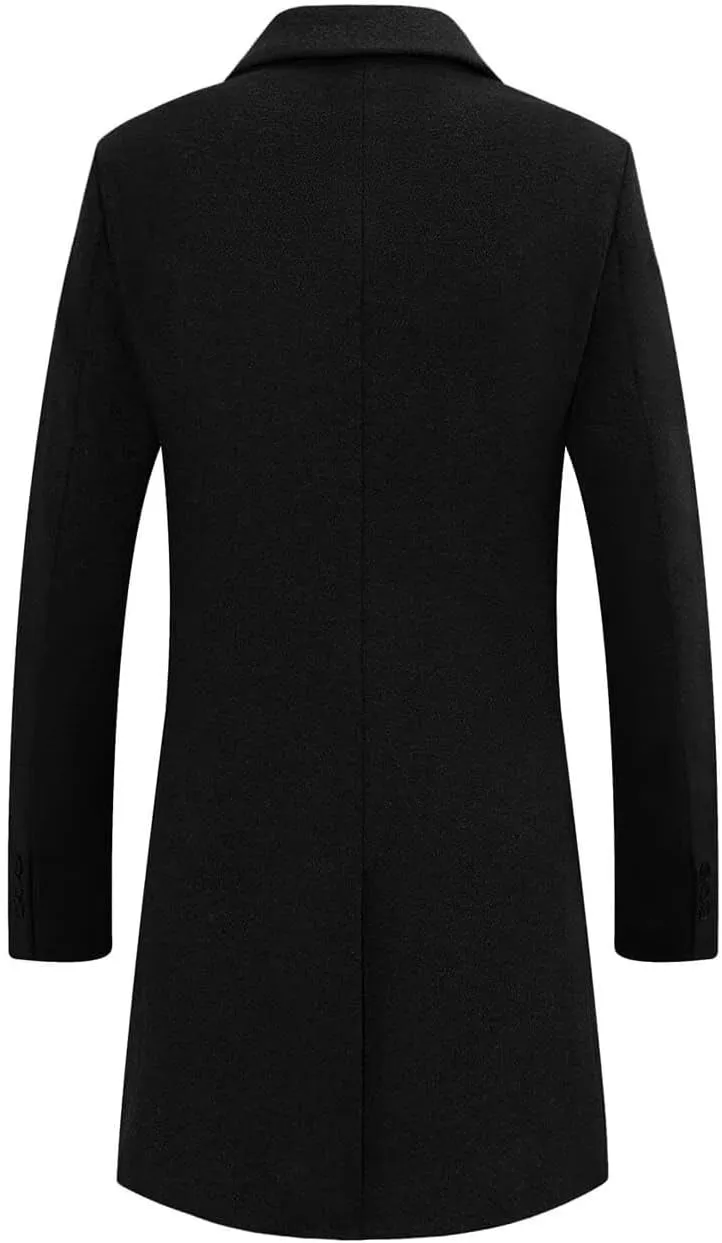 ONAXTDA Mens Long Blazer Overcoat Single-Breasted Suit Jacket Velvet Welding Notched Lapel Trench Coat