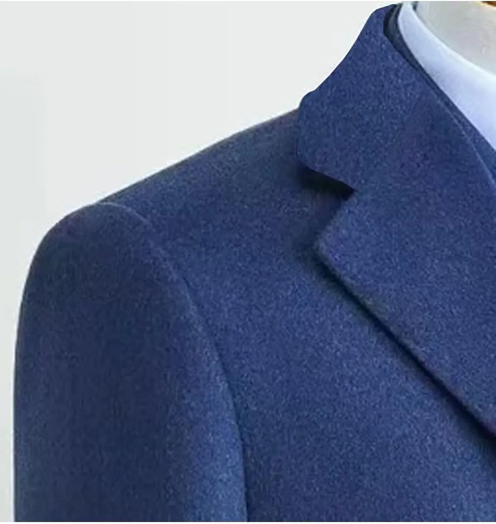 ONAXTDA Mens Long Blazer Overcoat Single-Breasted Suit Jacket Velvet Welding Notched Lapel Trench Coat