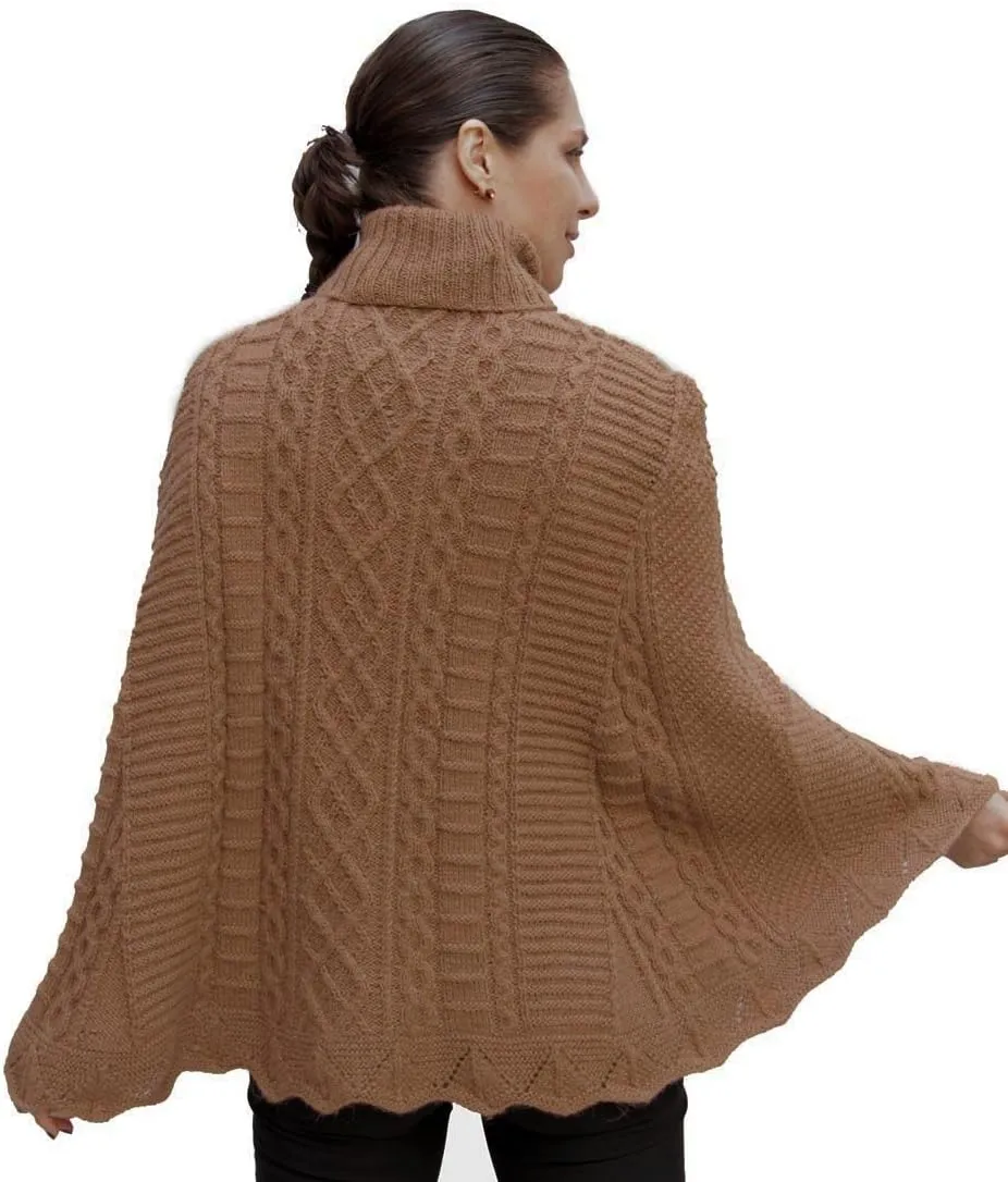Superfine Alpaca Wool Hand Knitted Poncho Cape Wrap One Size Colors Available