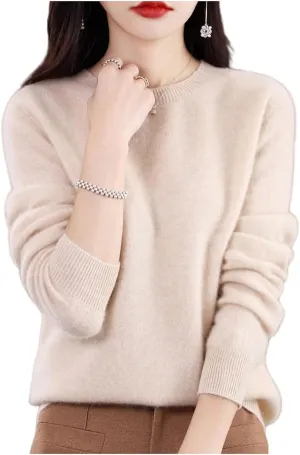 Sweaters for Women Cashmere Crew Neck Long Sleeve, Soft Pullover, Cashmere Cardigan Knit Sweater