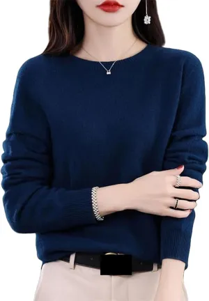 Sweaters for Women Cashmere Crew Neck Long Sleeve, Soft Pullover, Cashmere Cardigan Knit Sweater