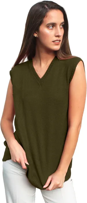 TINKUY Peru Womens Alpaca Wool V Neck Sweater Vest, S-4XL