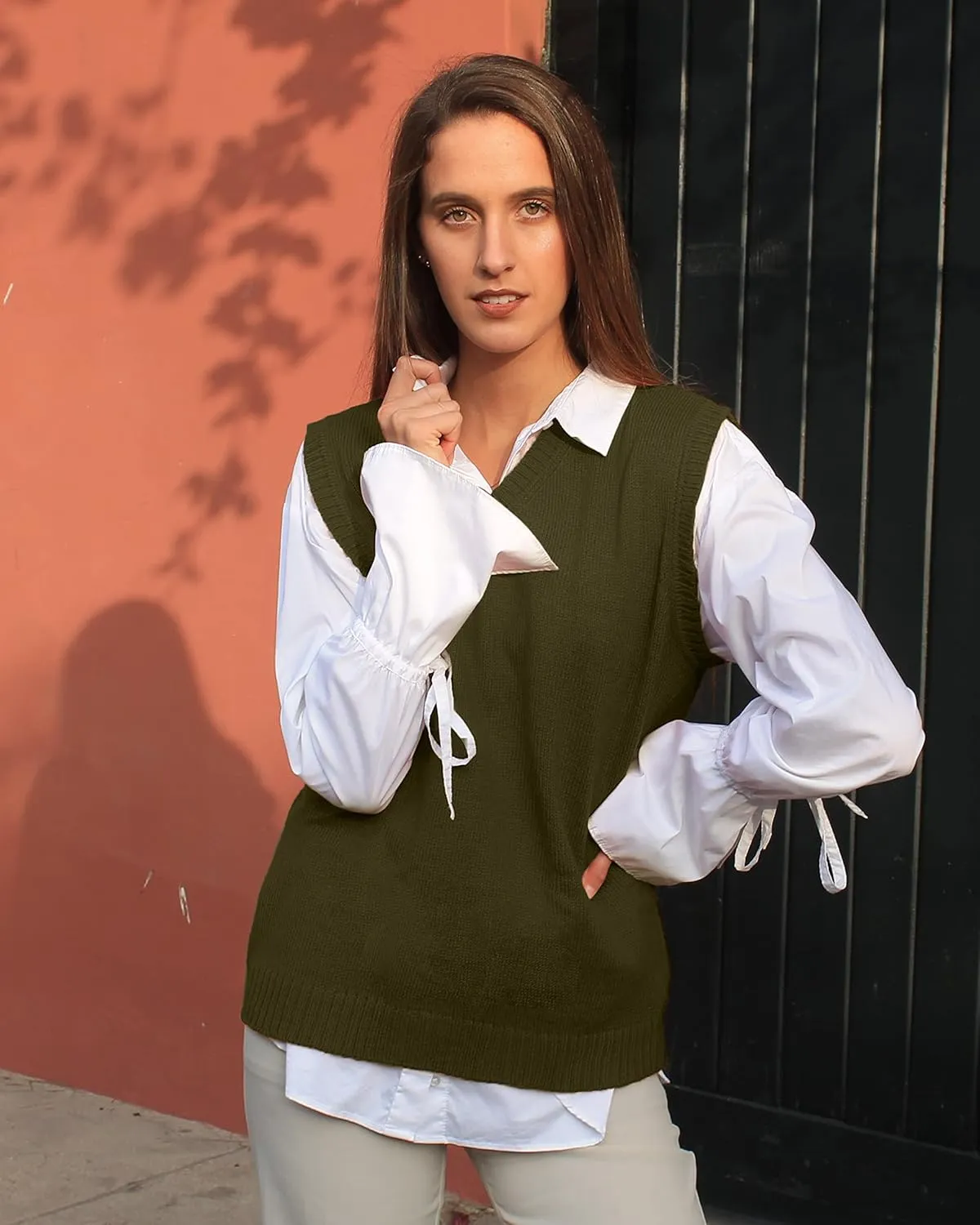 TINKUY Peru Womens Alpaca Wool V Neck Sweater Vest, S-4XL