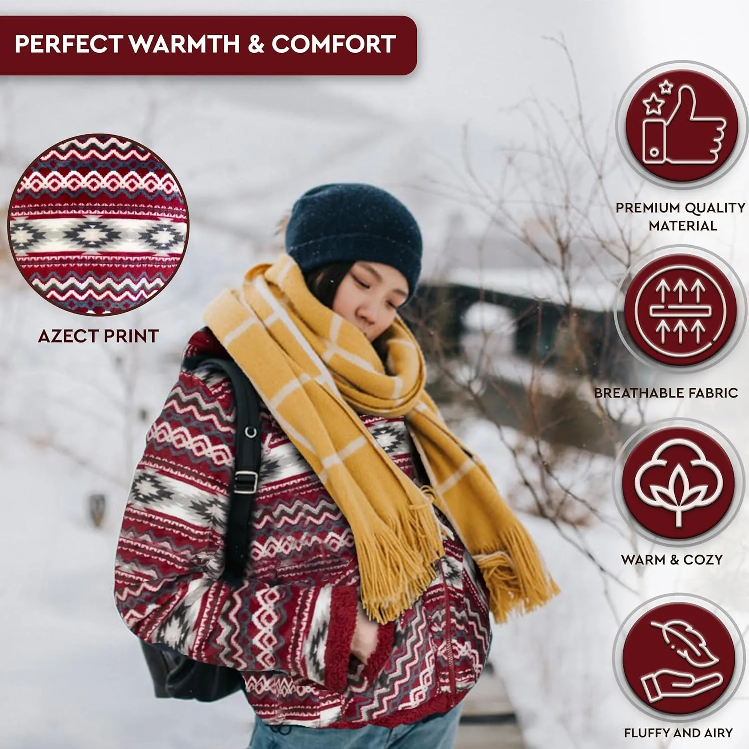 TrailCrest Ladies Smart Plush Sherpa Lined Hooded Sweater Jacket, Zip Up Classic