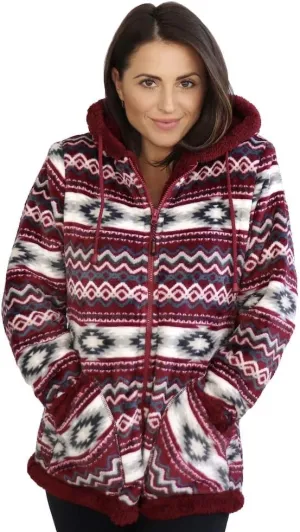 TrailCrest Ladies Smart Plush Sherpa Lined Hooded Sweater Jacket, Zip Up Classic