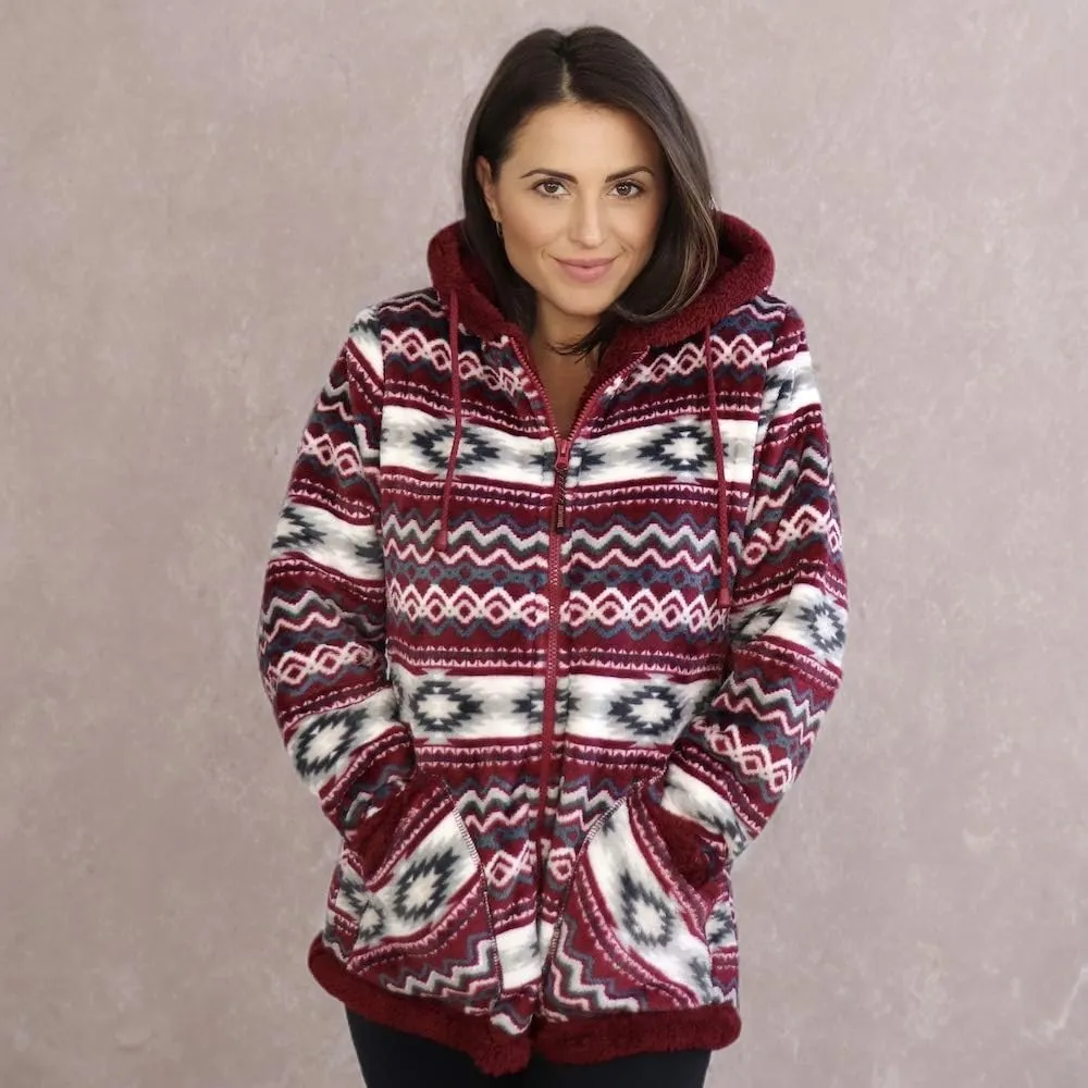 TrailCrest Ladies Smart Plush Sherpa Lined Hooded Sweater Jacket, Zip Up Classic