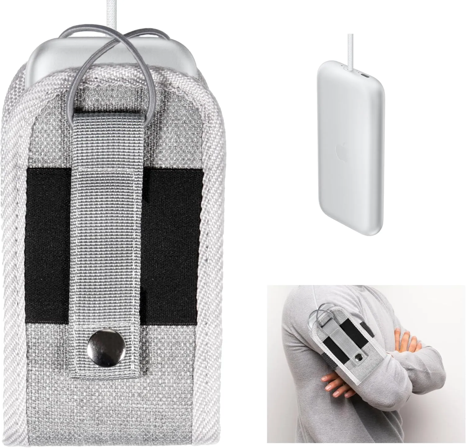 Wearable Pouch for Apple Vision pro Battery Pack, Wearable Holder, Armband Pouch(Tweed Gray)