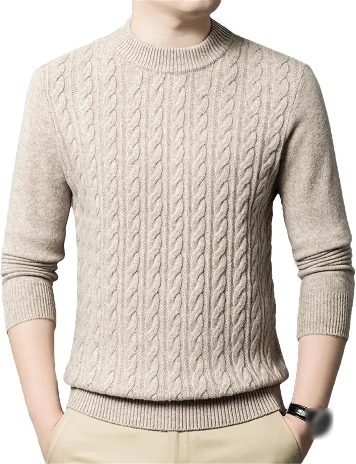 Winter Wool Sweaters for Men Fashion Warm Clothes Mens Vintage Warm Pullover Sweaters Knit Pullover