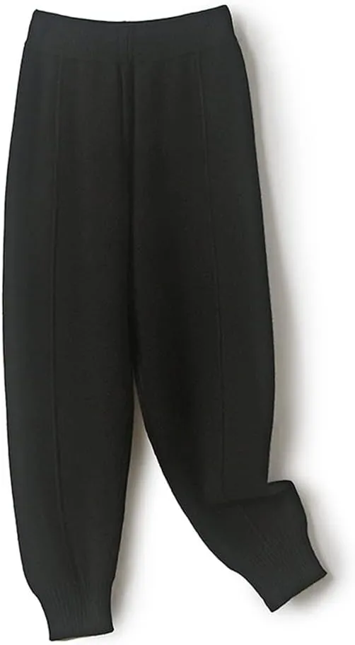 Women Autumn Winter Soft High-Waist Knitted Wool Pants Female Thicken Warm Trousers