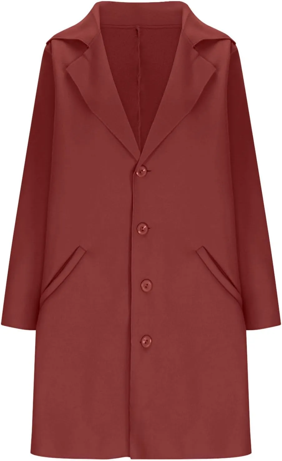 Womens Wool Coats Double Breasted Outwear Cardigan Lapel Jackets Winter Midi Pea Coat Trench Coat With Pockets