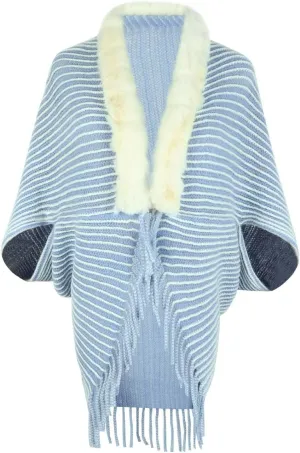XUNRYAN Womens Faux-Fur Cape Coat Shawl Sweaters Cardigan Open Front Poncho Cotton Wool-Blend Wraps Jacket Fall Winter