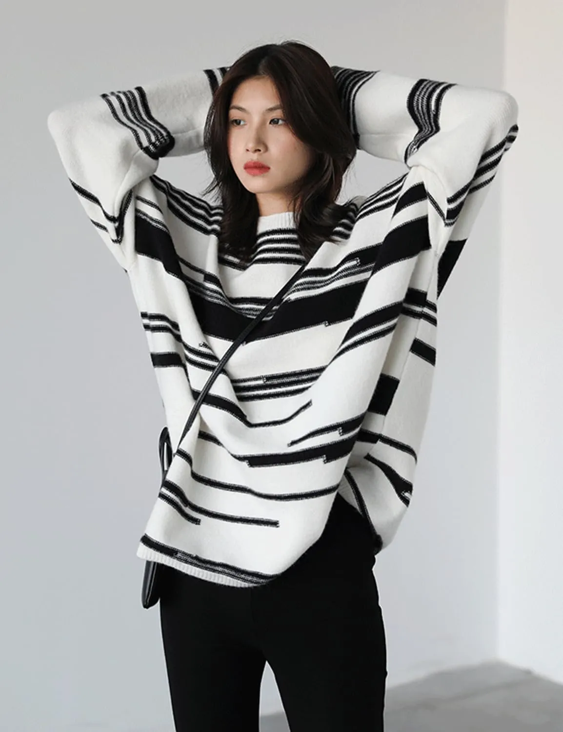 YESNO Women Christmas Sweater Graphic Printed Oversized Pullover Sweaters Casual Loose Knit Tops S01